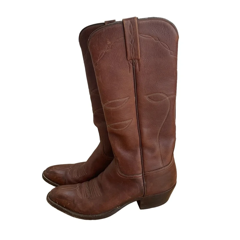 Brown Leather Heeled Boots - Picture 3 of 10